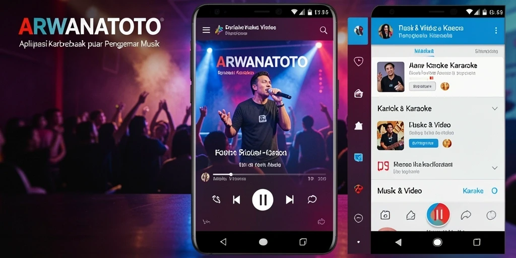 Antarmuka aplikasi ARWANATOTO dengan fitur karaoke yang menarik.
