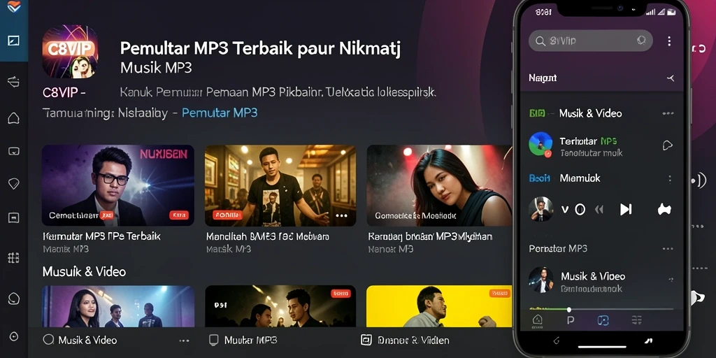 Antarmuka intuitif C8VIP menunjukkan fungsi Pemutar MP3 dengan jelas.