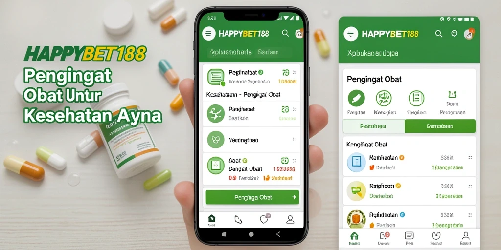 Tampilan antarmuka <strong>HAPPYBET188</strong> dengan pengingat obat yang jelas dan mudah dipahami.