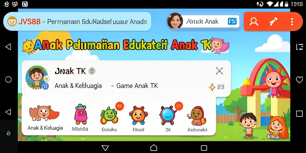 Antarmuka menarik dan edukatif dari aplikasi JVS88 untuk anak-anak.
