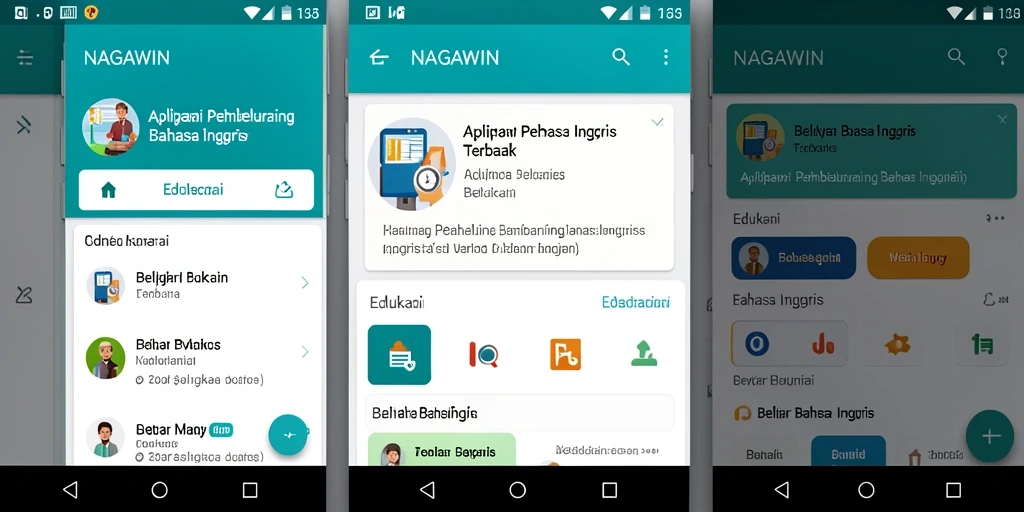Tampilan antarmuka NAGAWIN saat belajar bahasa Inggris.