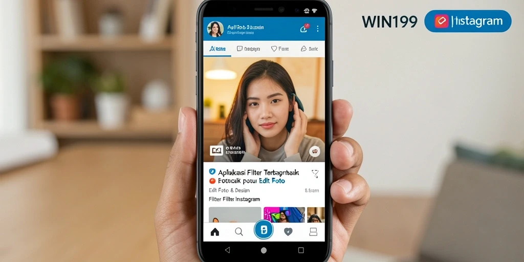Tampilan antarmuka aplikasi WIN199 untuk editing foto Instagram.