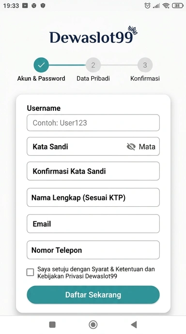 Panduan Registrasi Akun Baru dewaslot99 untuk Android